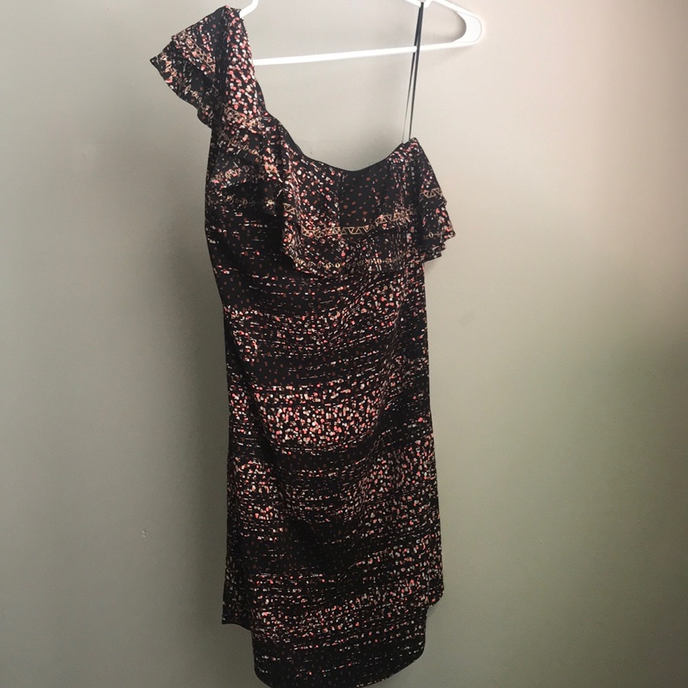 One-shoulder Ruffle Confetti Pattern Dress - Picture 3 of 5